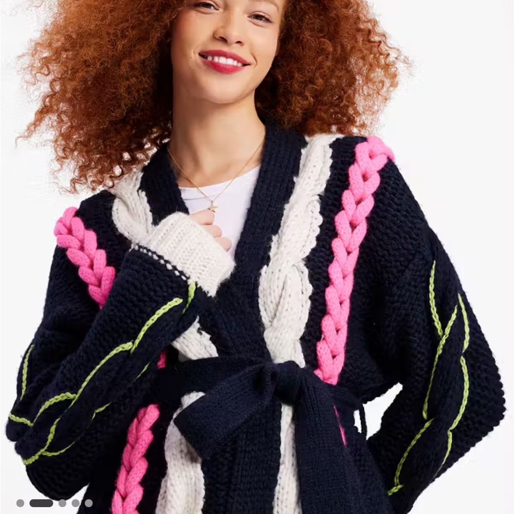 Cable Knit Cardigan in Blazer Blue Multi by Kate Spade